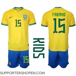 Brasilien Fabinho #15 Hemmatröja Barn VM 2022 Kortärmad (+ korta byxor)